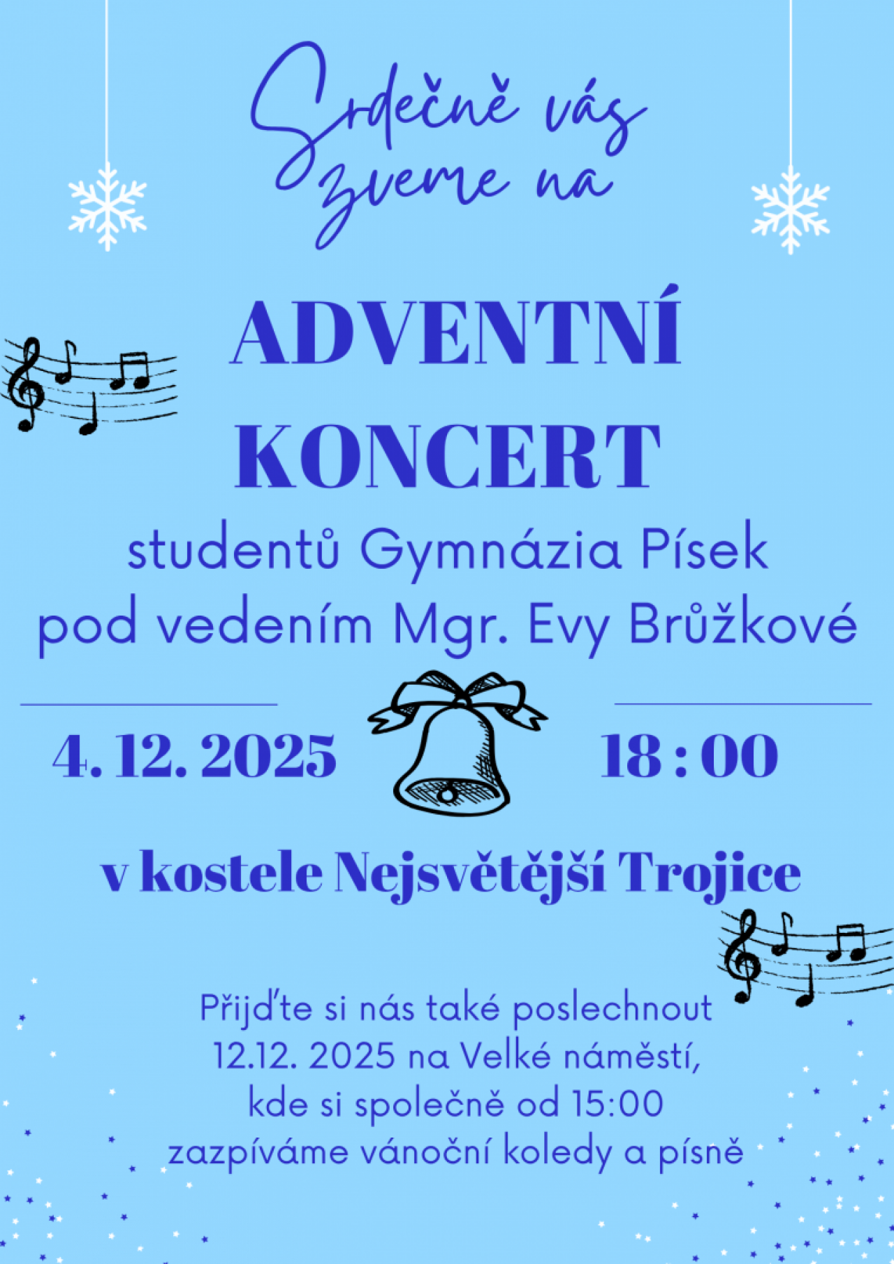 Pozvánka na Adventní koncert, Kostel Nejsvětější Trojice, od 18:00 hodin