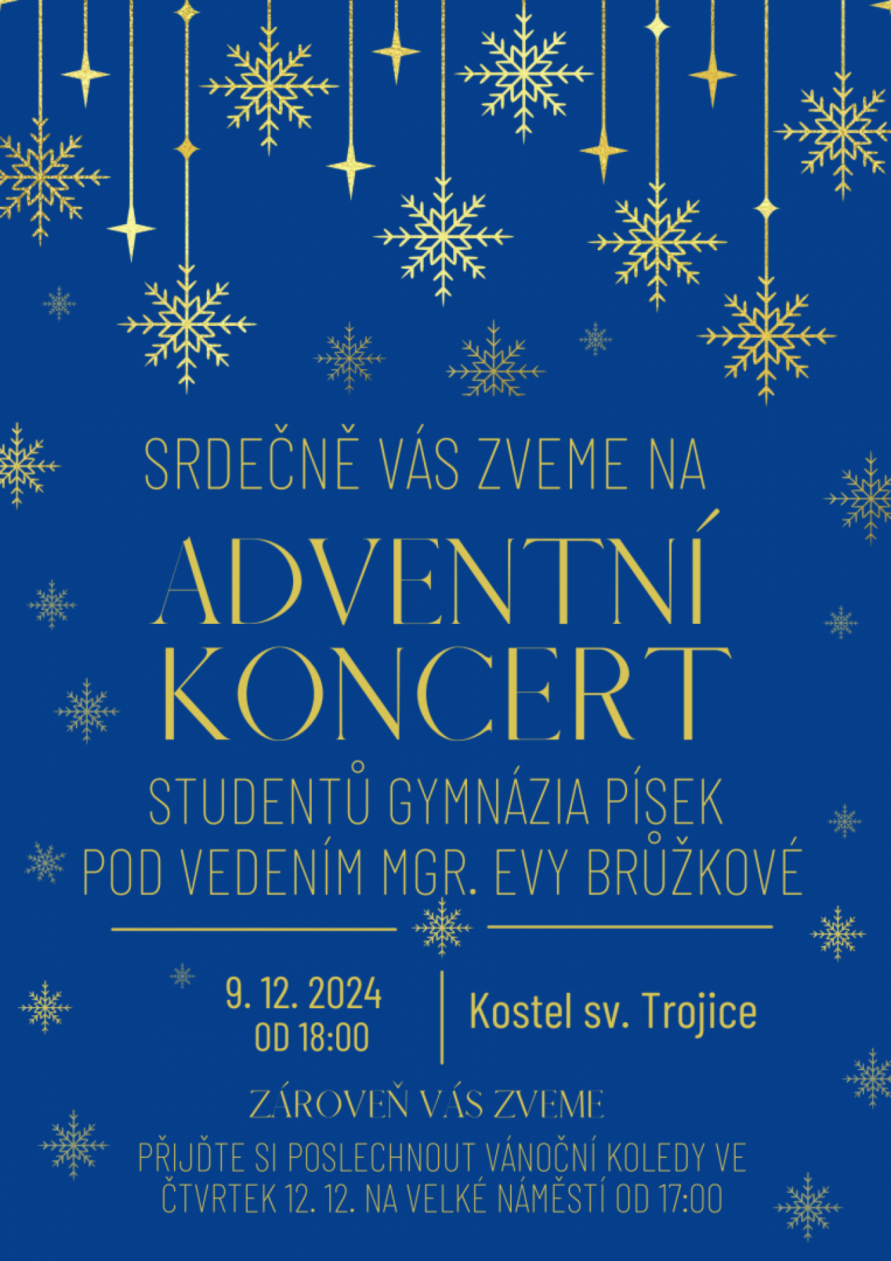 Pozvánka na Adventní koncert, Kostel Nejsvětější Trojice, od 17:00 hodin