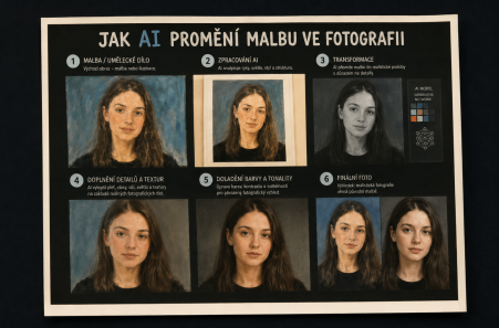 Princip převodu malby na fotografii pomocí umělé inteligence Princip převodu malby na fotografii pomocí umělé inteligence