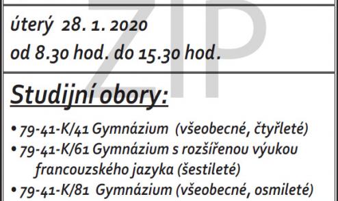 Plakát dne otevřených dveří v roce 2020