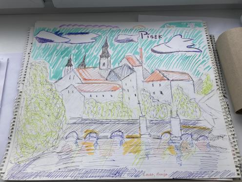 Jeden z obrázků namalovaných lotyšskými žáky.