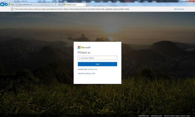 Přihlášení na stránky Microsoft Office Online