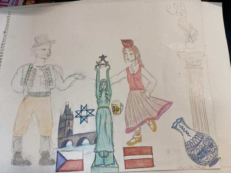 Společné dílo lotyšských a českých žáků.